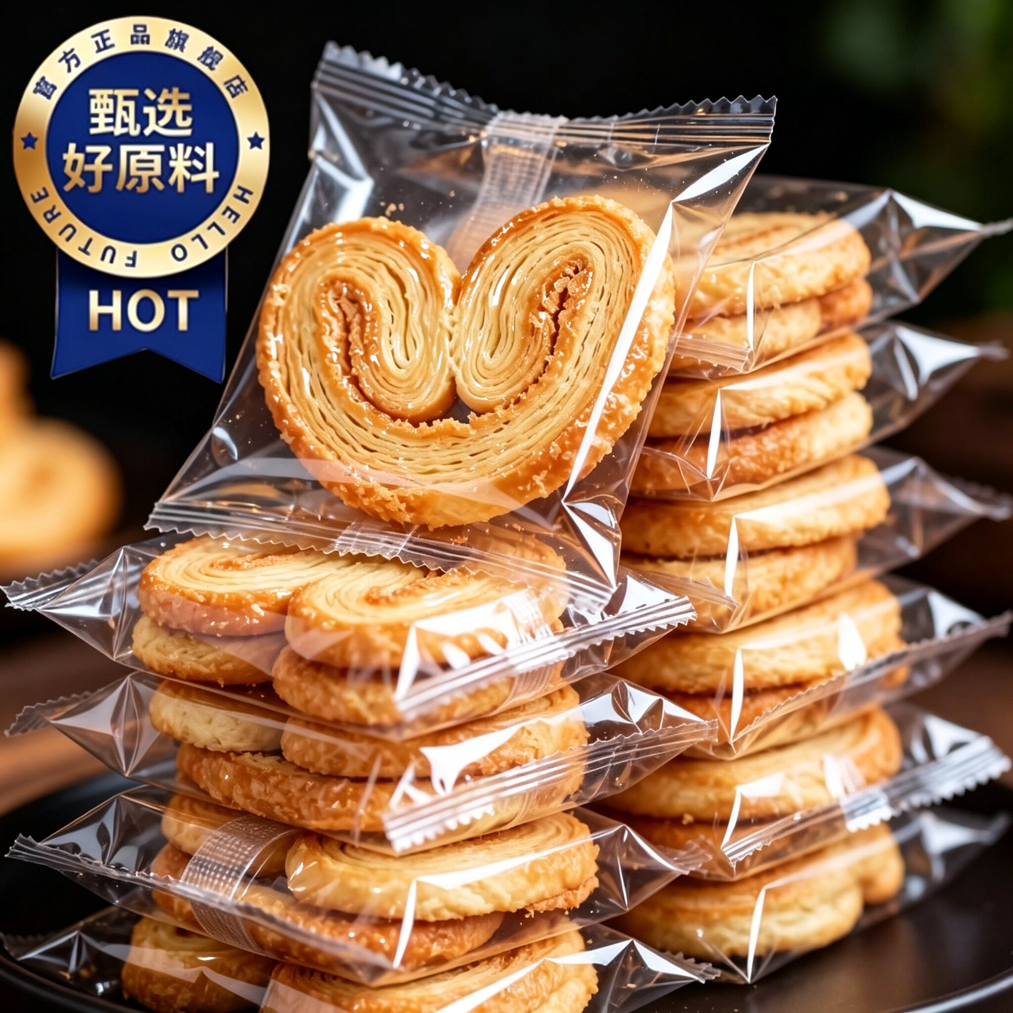 蝴蝶酥上海国际饭店老字号酥式黄油手工千层酥西式休闲糕点旗舰店