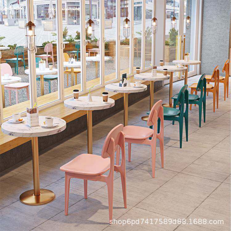 塑料椅子快餐厅食堂饭店桌椅组合靠墙卡座商用塑料椅现代简约