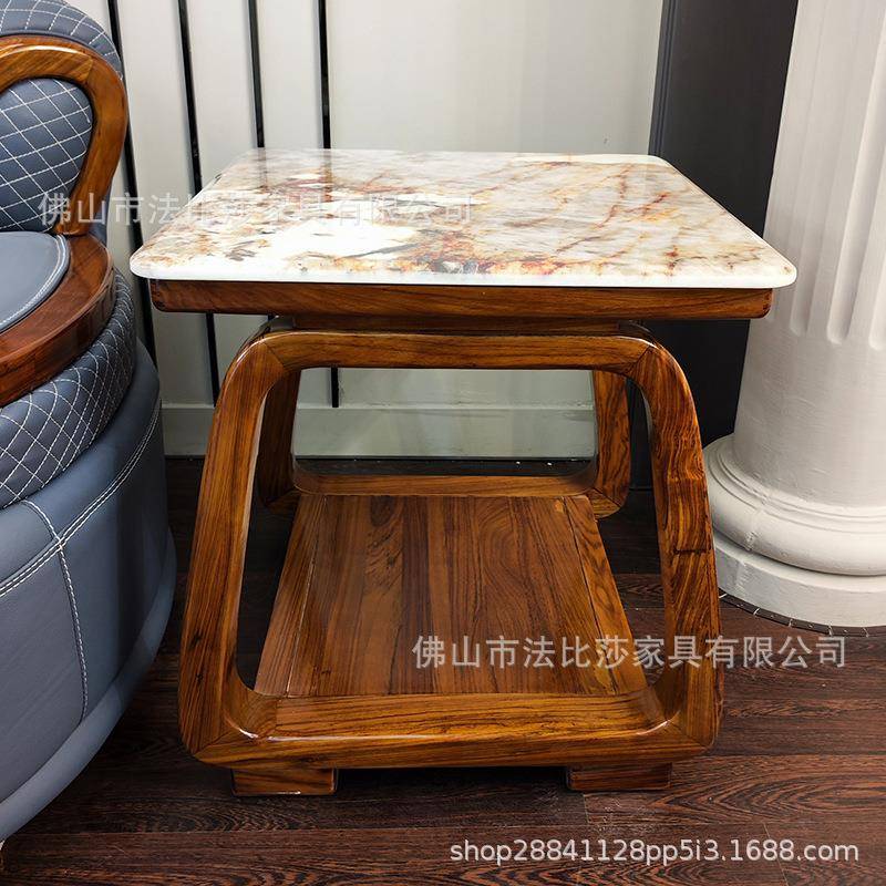 现代简约乌金木家用角几新中式大理石全实木方圆方几客厅沙发边几