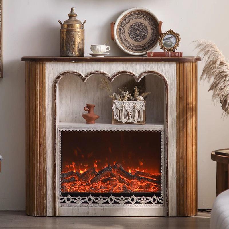 法式复古壁炉装饰柜电子壁炉民宿别墅客厅仿真火焰入户玄关壁炉架