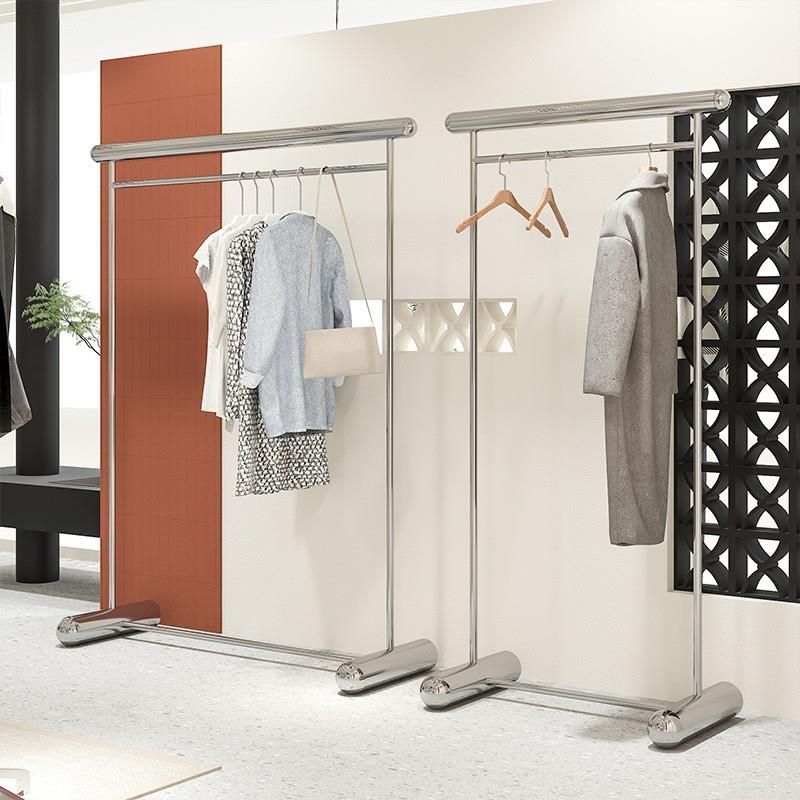 不锈钢亮面服装展示架落地式挂衣架童装店陈列货架男女装中岛架子