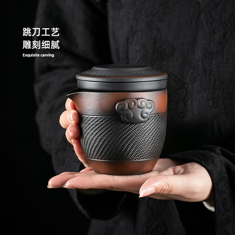 便携式旅行茶具小套装紫陶泡茶壶茶杯户外露营简易快客杯一壶四杯