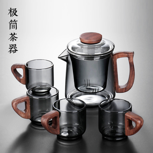 合欢一壶四杯泡茶壶家用玻璃耐高温沏煮花茶器茶水壶茶具茶盘套装