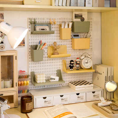 墙面洞洞板配件挂板宿舍神器墙上桌面收纳盒免打孔书桌改造置物架