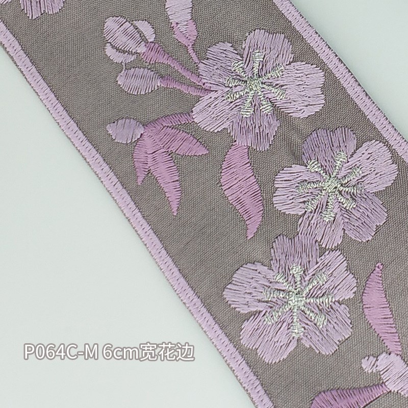 窗帘面料梅花P064C-M刺绣绣花花边
