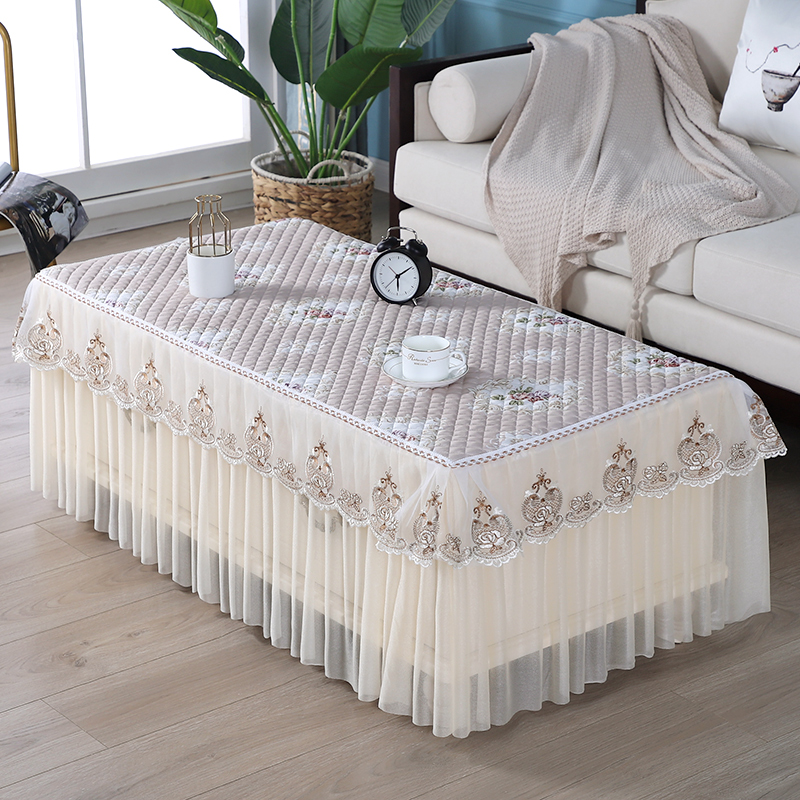 电视柜盖巾长方形简约家用桌布茶几罩茶几套布艺蕾丝防尘套防尘罩