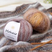 真丝渐变段染马海毛手工编织糖果彩色毛线超柔长绒亮丝羊毛毛线团