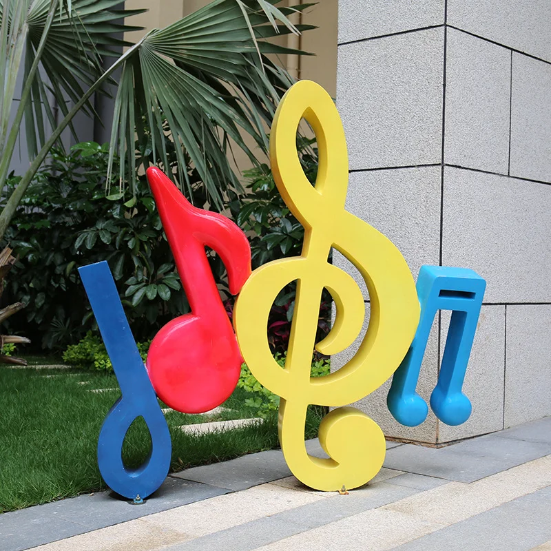 大型玻璃钢音符雕塑商场美陈不锈钢雕塑售楼部园林景观小品大摆件