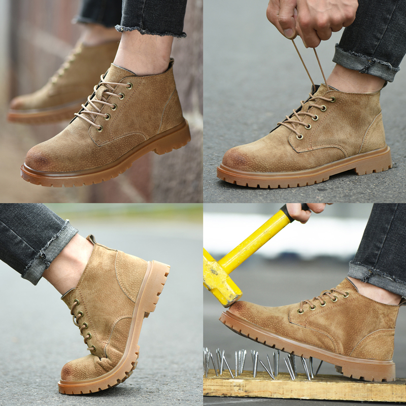 轻便劳保鞋男士夏季高帮软底防砸防刺穿钢包头老保钢板工作工地鞋