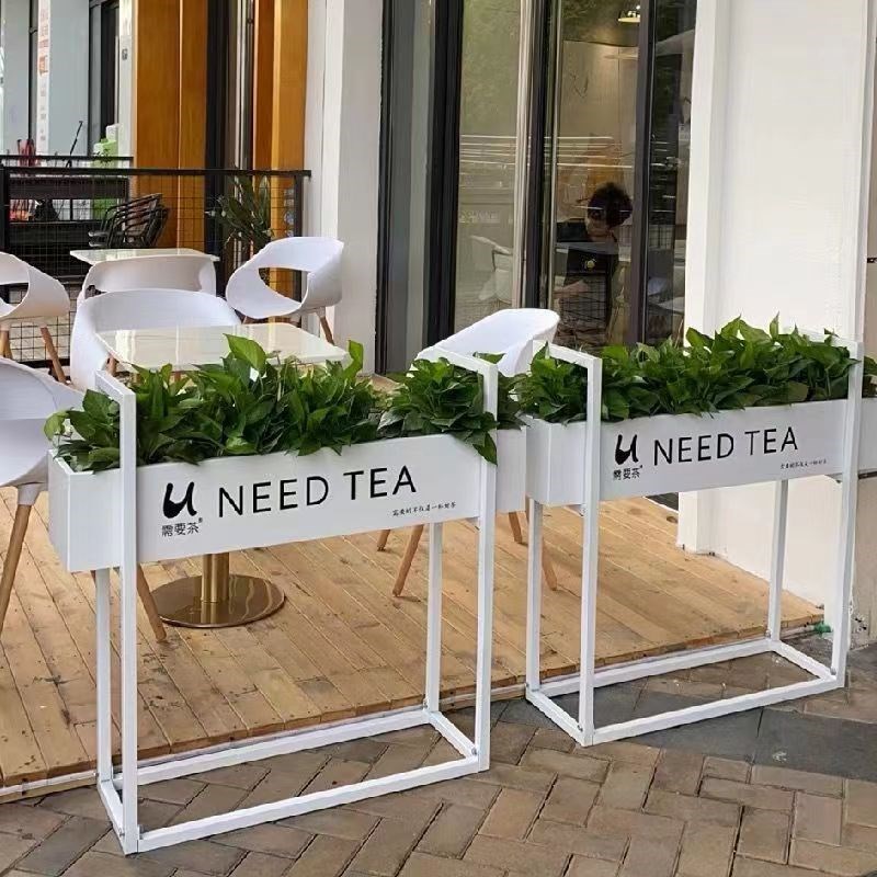 户外铁艺花架简易可种植花槽咖啡奶茶店围栏隔断商铺外摆花箱定制