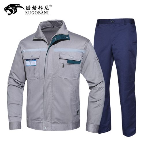 春秋纯棉工作服套装男电工防静电电力厂耐磨上衣定制反光条劳保服