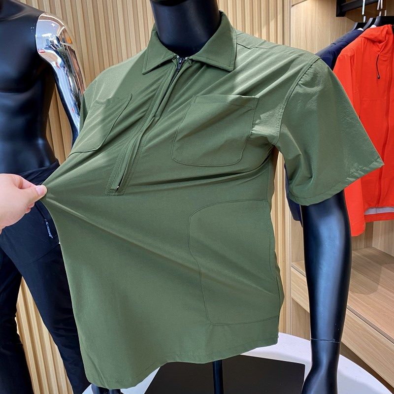 日单!砖业户外级!夏季防水透气翻领半拉链城市机能短袖POLO衫男