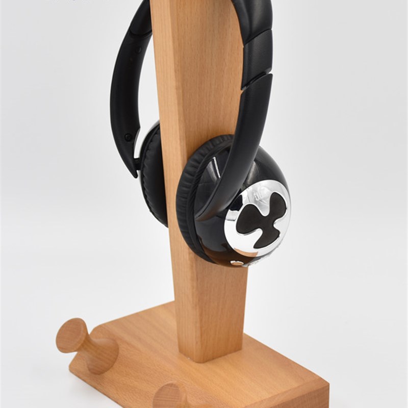 创意实木手工精制带绕线耳机架实木大耳机架实木耳机展示架