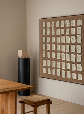侘寂风餐厅网红简约肌理墙画小众艺术风挂画客厅组合小户型装饰画
