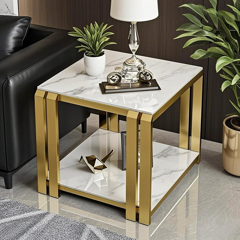 沙发边几岩板角几客厅现代简约边桌会客厅茶几茶桌方几免安装桌子