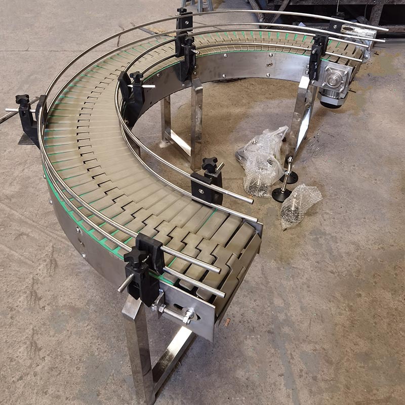 定制侧弯平顶链 汽车碳罐传送带平顶链输送机 塑料链板转弯机