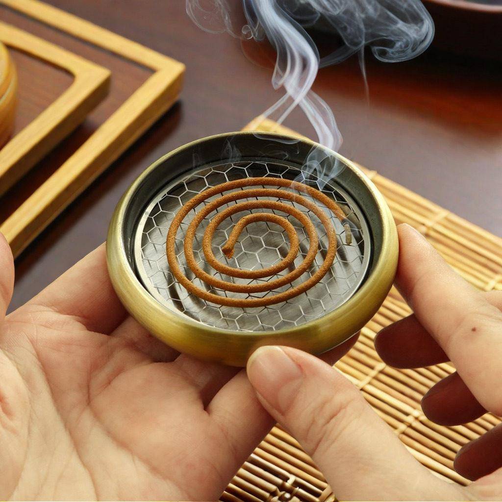 锌合圆香盘熏香盘熏艾专用金托架盘盘香不锈钢支架熏艾条艾柱香架图片