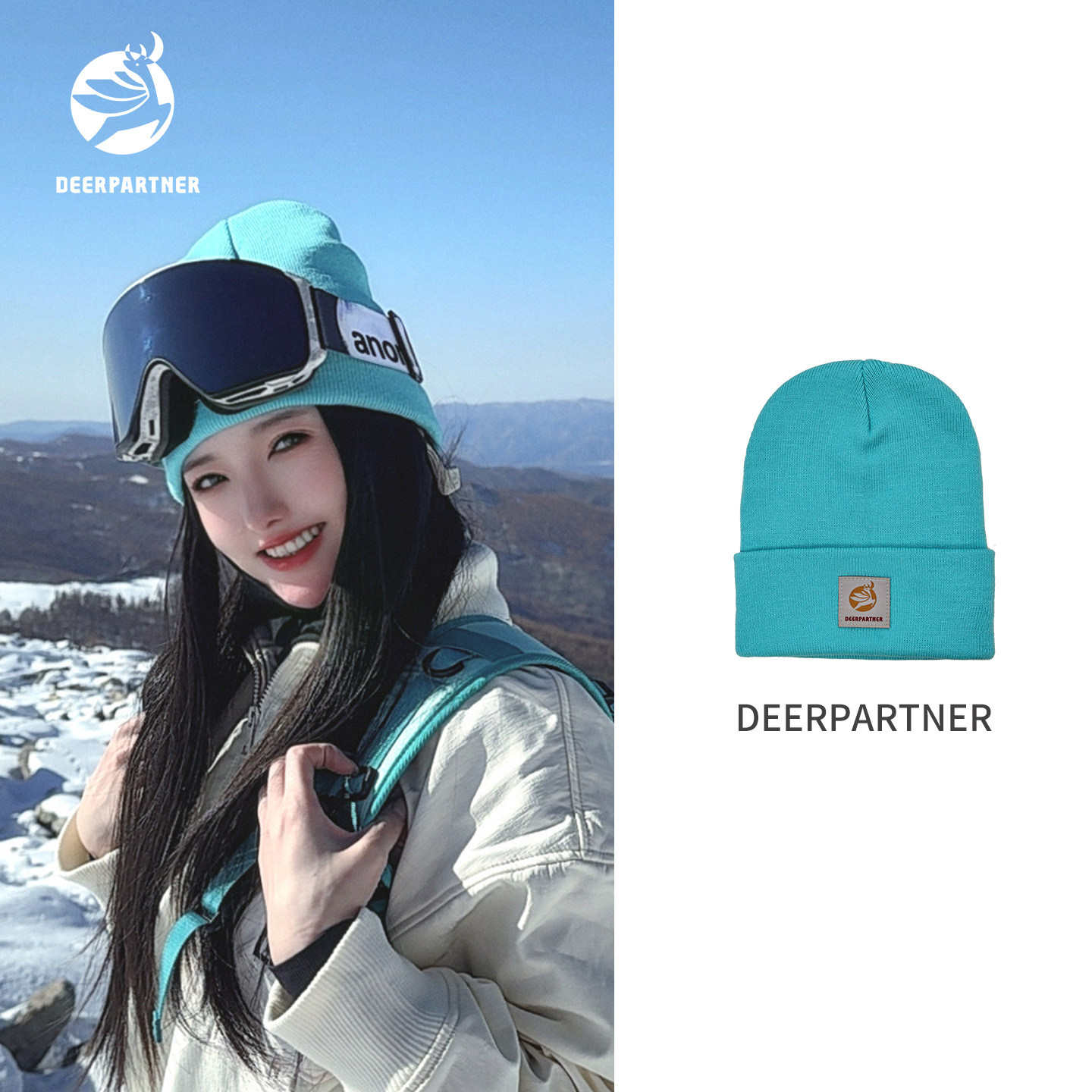 小鹿醒醒针织帽雪山户外冷帽大头围毛线帽秋冬保暖防风男女同款