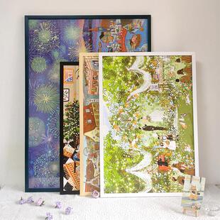 拼图框1000片画 画框裱框70x50x75木质挂墙相框架窄边简约装饰实