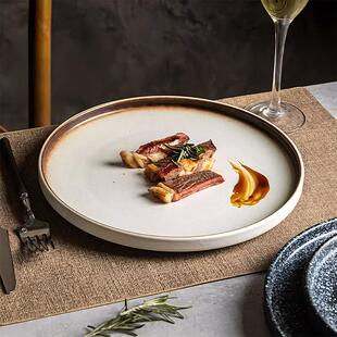 日式陶瓷牛排餐盘家用盘子高级感早餐义大利面 面平盘盘子西餐盘