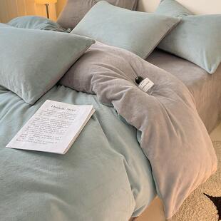 冬天季四件套加厚牛奶绒双面珊瑚绒被套法兰绒加绒床单三4件套床