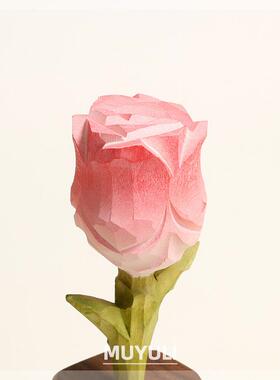 手工木雕玫瑰花丨办公室工位书桌电脑桌面摆件装饰品治愈创意礼物