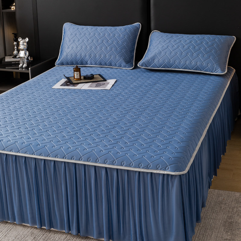 2023年新款凉感丝冰丝乳胶凉席床裙款单双人可折叠可机洗水洗防滑