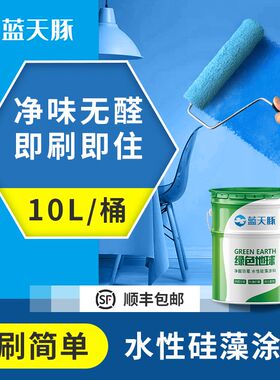 蓝天豚水性硅藻泥室内墙面漆家用乳胶漆自刷净味电视背景墙艺术漆