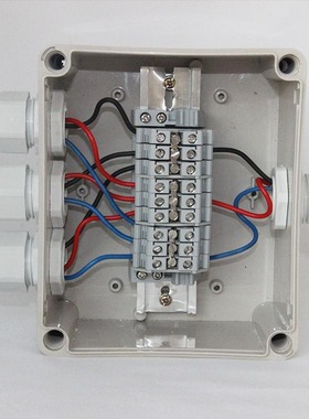 200x150x100mm防水接线盒1进3出电缆过线工控盒9位6平方分线端子