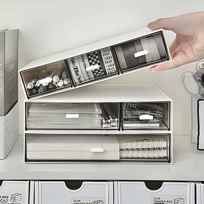 透明亚克力桌面收纳盒抽屉式学生宿舍杂物文具笔分格多层储物盒子