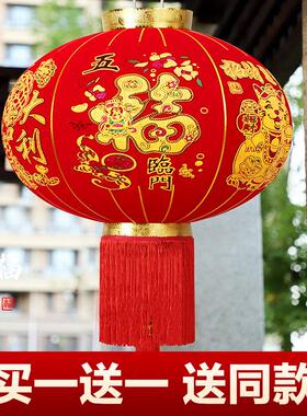 2025春节大红色绒布灯笼挂饰户外大门阳台防水宫灯喜庆新年布置装