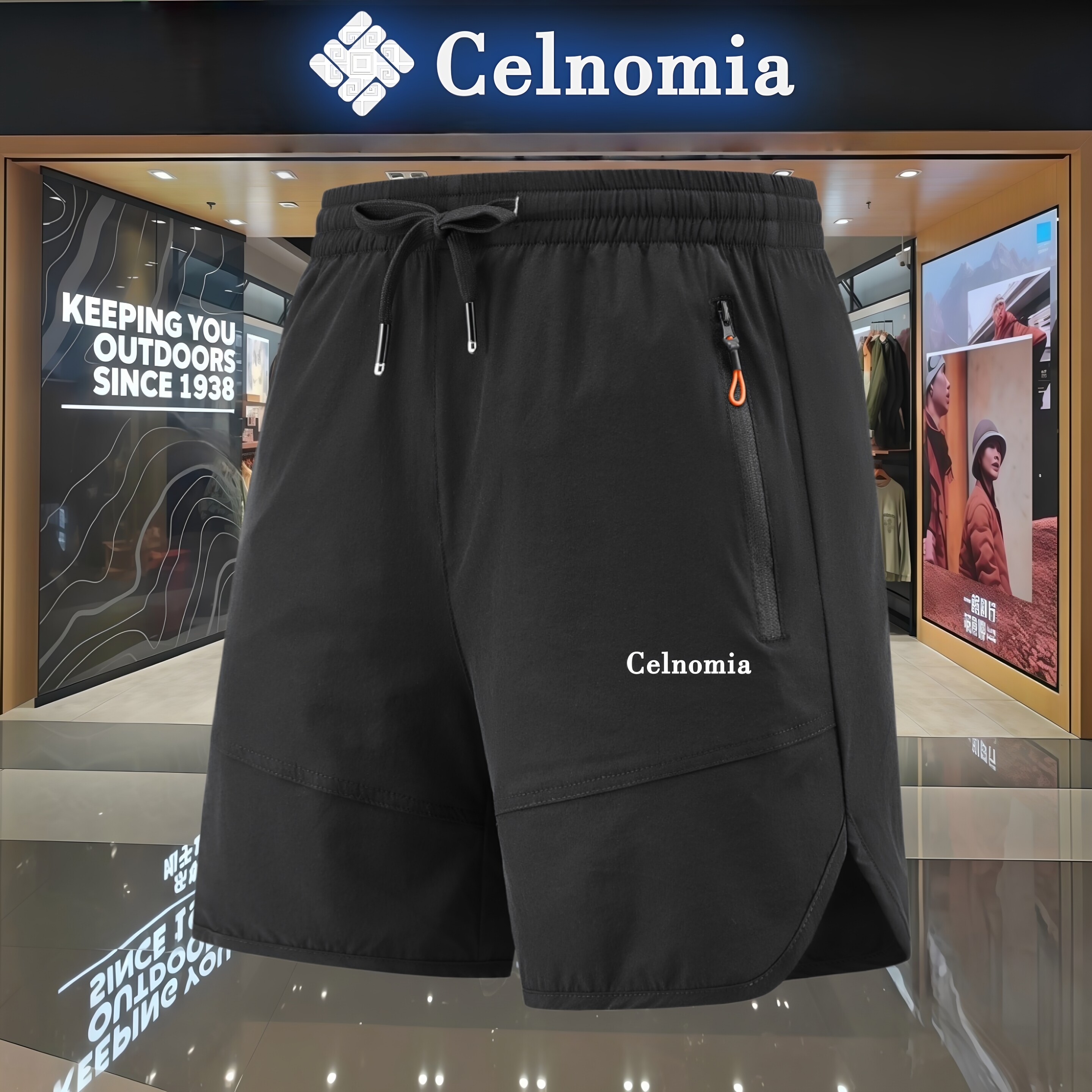 Celnomia运动速干短裤男夏季户外薄款加肥加大码跑步健身五分裤潮