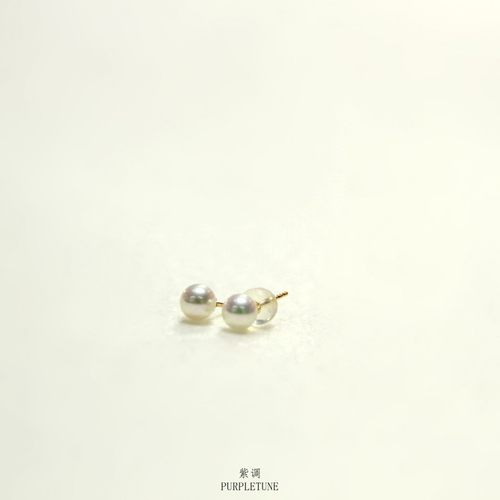 PURPLETUNE/紫调高级极光伴彩天然珍珠耳钉18k金耳针不掉色防过敏