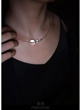 PURPLETUNE/紫调原创设计天然大颗白水晶925纯银项圈纯粹清透