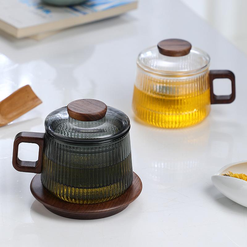 玻璃小茶杯耐高温泡茶水分离