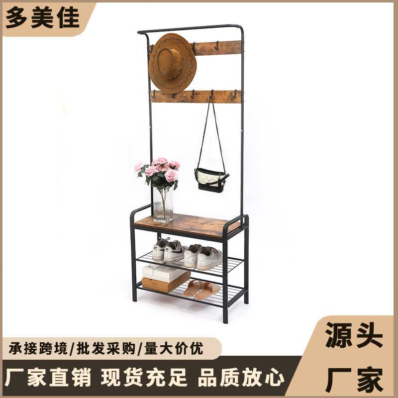 衣帽架多功能家用卧室置物架创意免打孔收纳整理 简易衣帽架