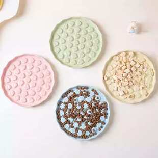 猫咪饭碗舔食盘狗狗食盆猫碗狗碗湿粮碗慢食碗缓食陶瓷盘宠物用品