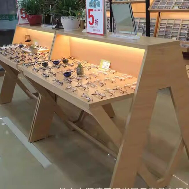 展柜厂家烤漆眼镜柜台不锈钢玻璃眼镜中岛柜陈列展示柜台