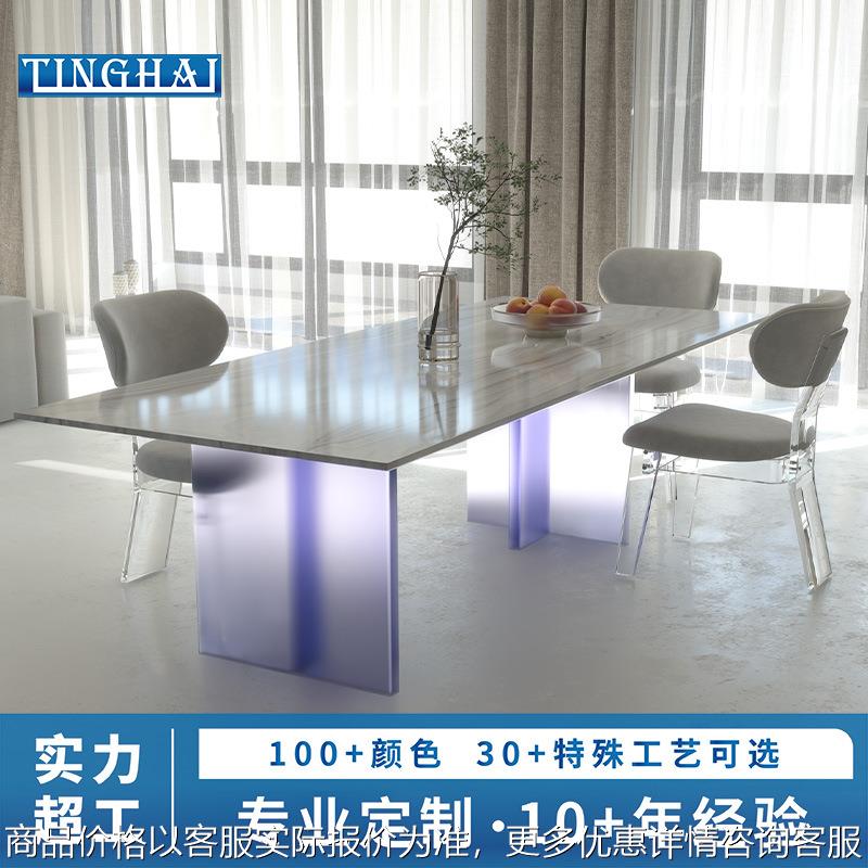亚克力桌腿悬浮支架餐桌茶几桌脚异形圆柱透明T型支撑脚加工图片