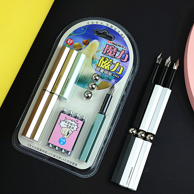 传人3953磁铁笔钢笔磁性笔吸铁积木创意笔学生刚笔两用磁力笔包邮