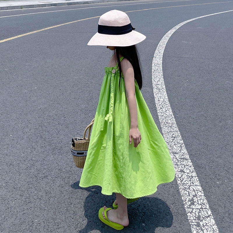 女童夏季海边度假吊带绿色连衣裙夏装旅游玩儿童女孩沙滩裙长裙子,童装/婴儿装/亲子装,连衣裙,淘宝优惠券,粉丝福利购,淘宝优惠卷