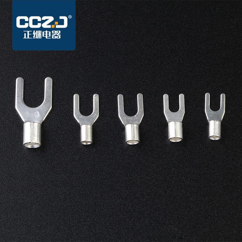 UT10-4冷压裸端子接线耳U型叉形铜鼻子接线压接端子铜连接器100只