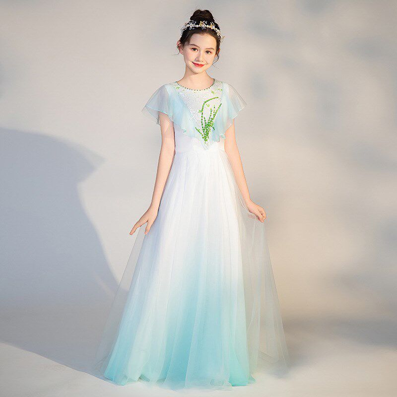 女童端古筝演出服2024新款渐变中国风民乐演奏大合唱艺考晚礼服