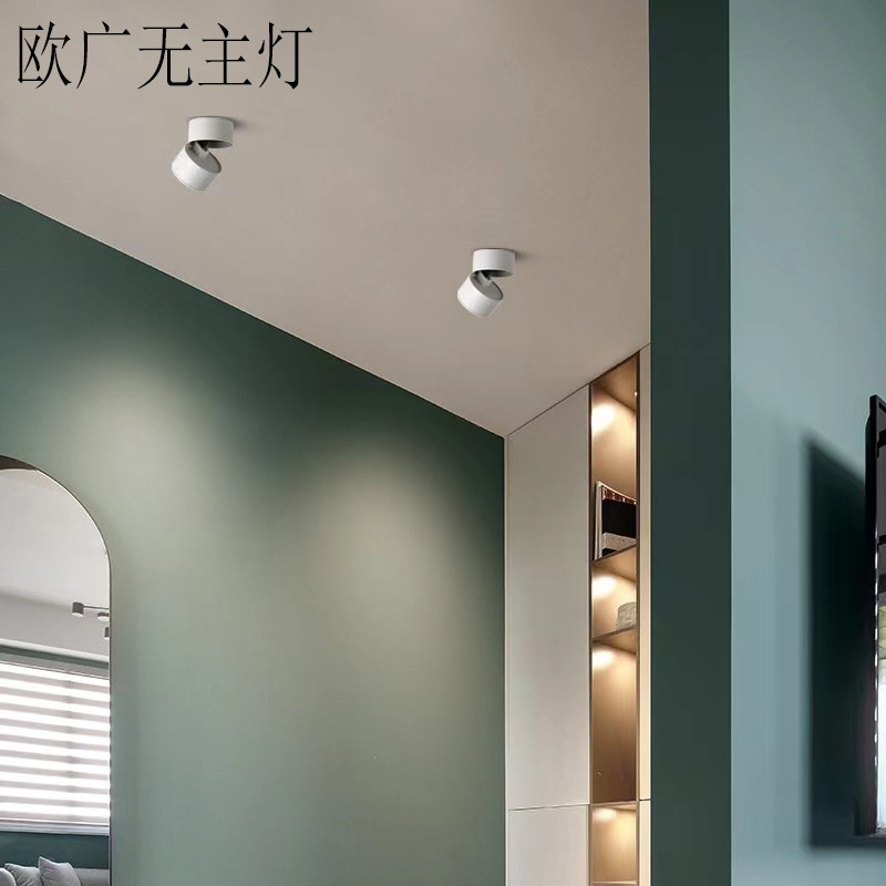 明装射灯可调角度吸顶客厅家用可折叠免开孔圆形玄关天花明装筒灯,家装灯饰光源,明装射灯,淘宝优惠券,粉丝福利购,淘宝优惠卷