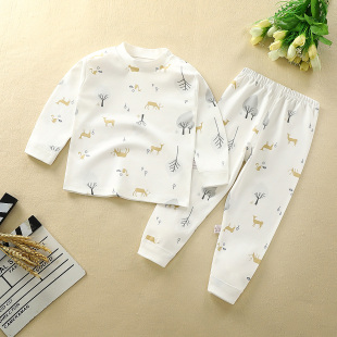 睡衣棉毛衫 儿童纯棉家居服女孩秋季 春秋婴儿线衣线裤 宝宝秋衣套装