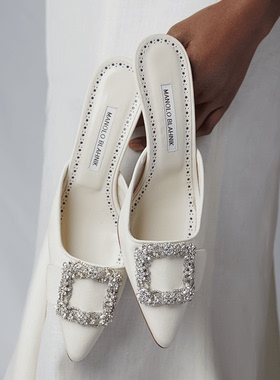 【新年礼物】MANOLO BLAHNIK玛诺洛/MB女鞋MAYSALE钻扣高跟婚鞋