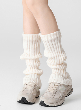 针织袜套白色袜子JK雪地靴子灰色腿套女款薄款秋冬加厚长筒堆堆袜