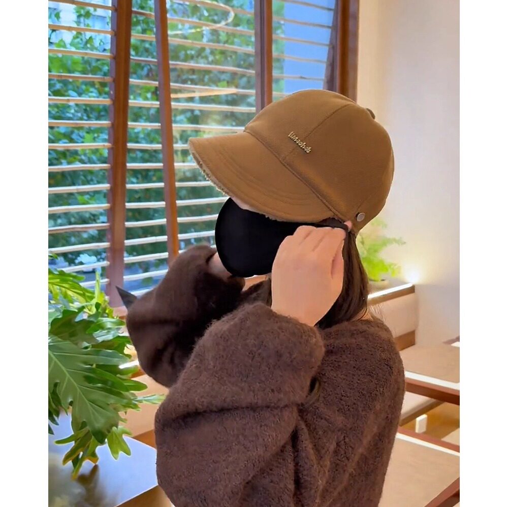 新款加绒防寒保暖网红款鸭舌帽子女秋冬遮脸韩版显脸小百搭渔夫帽