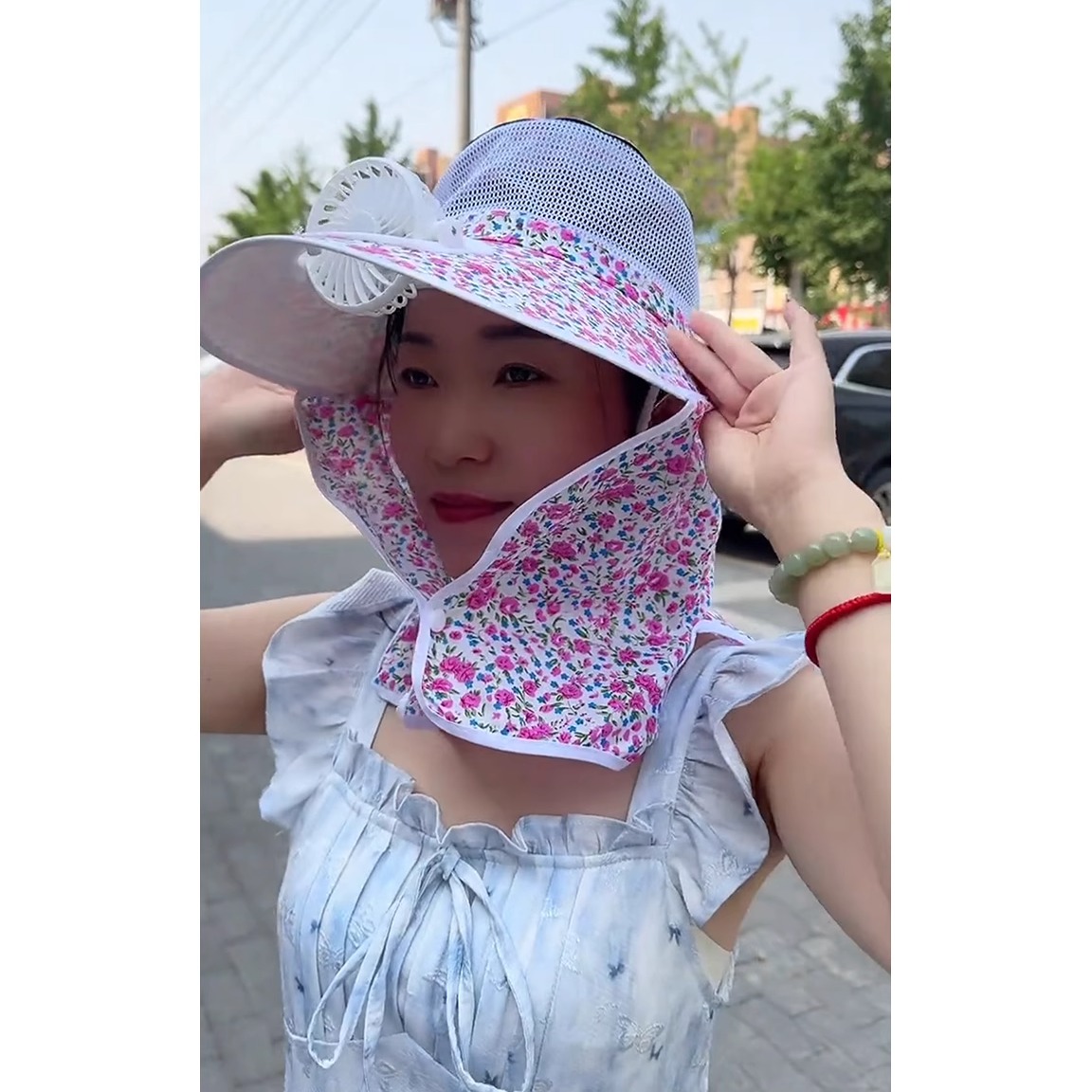 夏遮阳女士可充电风扇帽子渔夫太阳帽护颈防紫外线农活防晒网红款