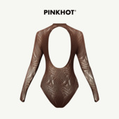 立体波浪纹镂空连体衣咖啡色 PINKHOT2026春季 新品 6007969